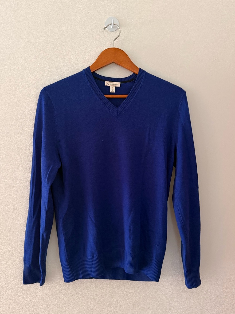GAP Extra Virgin Wool Cobalt Blue V-Neck Sweater